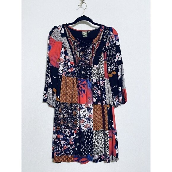 Anthropologie One September Arcata Patchwork Dress Womens XS Tunic Boho Peasant - Picture 2 of 7